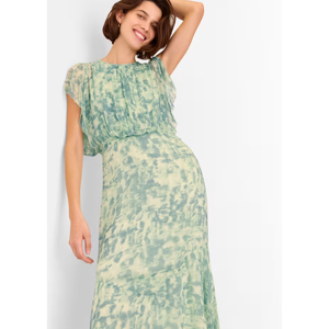 Whistles Green Dashed Brush Marks Midi Dress